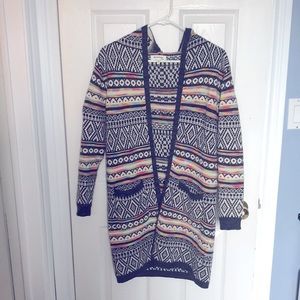 Long hooded cardigan